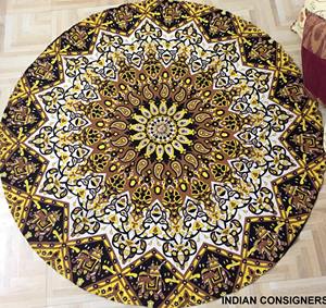 Tapis de Yoga rond en coton serviette de plage éléphant étoile tapis de pique-nique couverture décor à la maison tapisserie porte décor merveilleux par les expéditeurs indiens - Product Image 4