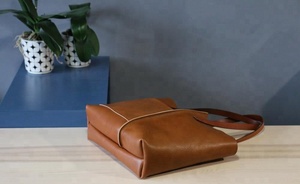 <b>Leather</b> Tote <b>Bag</b> ,<b>Handmade</b>,Large , Brown , AM-0019 - Product Image 4