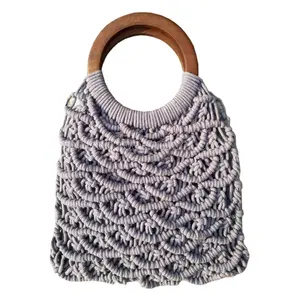 Bolsos de hombro de macramé de estilo bohemio, bolsos de playa hechos a mano de macramé de verano de la India - Product Image 1