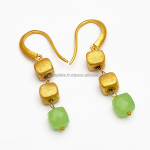 925สเตอร์ลิงเงิน prehnite Chalcedony อัญมณีคลาสสิกทองชุบทันสมัยสำหรับผู้หญิงผลิตขายส่ง - Product Image 2