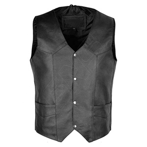 Chaleco de Cuero de Vaca para Motociclista, Chaleco Negro Duradero para Hombre, Ropa de Trabajo, Precios más Bajos - Product Image 6