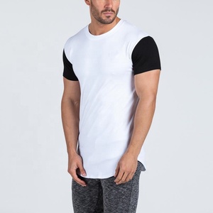 Two Tone Brand Men's Gym Fitness T-Shirt Custom Logo Print 100% Cotton Digital Printing Plain Straight Hem Men's Gym T-Shirts - Product Image 2