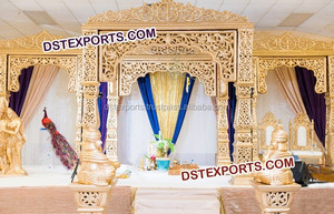 Meilleur mariage extérieur Mandap Designer Fiber sculpté piliers Mandap Set Abordable Tendance Blanc Indien Mariage Mandaps Australie - Product Image 3