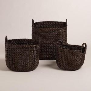 Venta al por mayor 100% hecho a mano jacinto de agua cesta de almacenamiento de bambú barato uso diario artesanías de tejido diario en línea para almacenamiento de alimentos - Product Image 4