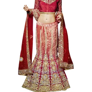 Pakaian Pengantin Pernikahan India Trendi Pernikahan India Gaun Pernikahan Tradisional Ghagra Lehenga Choli Harga Grosir