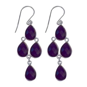 Boucles d'oreilles OEM en forme de poire avec améthyste naturelle Boucles d'oreilles pour femmes en gros - Product Image 1