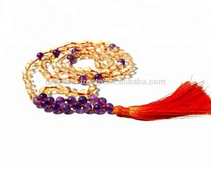 Trending Classic Style 108 Mala Beads <b>Necklace</b> 6mm Natural Healing Citrine Amethyst Tassel Yoga <b>Spiritual</b> Party Perfect Gift - Product Image 3