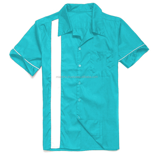 Camisas informales de satén de media manga para hombre, cierre de botón de cuerno antiarrugas y transpirable para trabajo de dardos de bolos - Product Image 5
