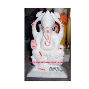 Estatua de Ganesh Ji de mármol hecha a mano para uso religioso - Product Image 1