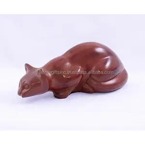 Modern Style Metal Cat Shape Handmade Pet Urn With Red Patina Finishing Unique Design Excellent Quality For Funeral Services