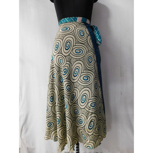 Sari en soie vintage à fleurs, grande taille, été, vêtements pour femmes, jupe longue à enrouler, deux couches, réversible, robes bohèmes à la taille - Product Image 2