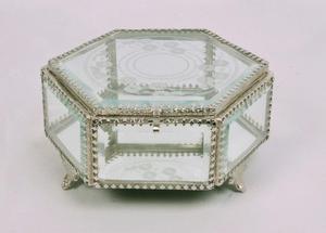 Boîte en verre biseauté pour décorations de mariage de bureau à domicile Boîtes à bijoux élégantes en laiton et cristal - Product Image 5