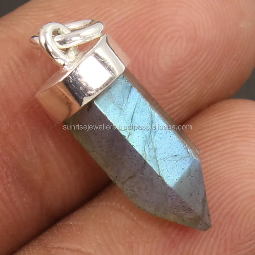 925 Sterling Silver Jewellery Reiki Pointed Pendant Natural LABRADORITE Gemstone