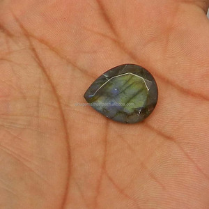 Haute qualité 20x16mm poire à facettes naturel Labradorite bleu/argent 11.95 Cts pierre précieuse en vrac pour bijoux forme ronde/ovale - Product Image 3