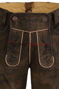 German Full Length Trousers, Brown, Bavaria, Okoberfest Trachten Lederhosen - Product Image 4
