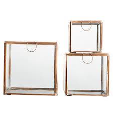 Boîte en verre carrée avec cadre en métal boîte à bijoux en verre en laiton et verre pour la décoration de stockage de bijoux - Product Image 4