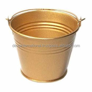 Cubo para recoger maíz galvanizado, cubo de METAL dorado para macetero, cubo y cubos de alta calidad - Product Image 1