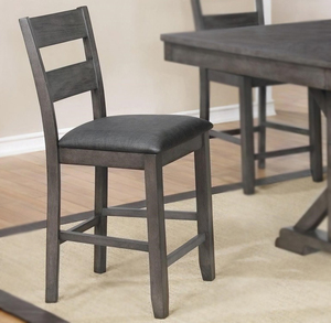 Silla Industrial de madera y cuero - Product Image 2