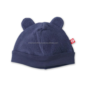 Custom Printed Eco Friendly Made in India 100% Organic Cotton Thick Strip Pattern Winter Baby Beanies - Product Image 1