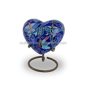 Urne en forme de coeur souvenir de crémation bleu marbré - Product Image 4