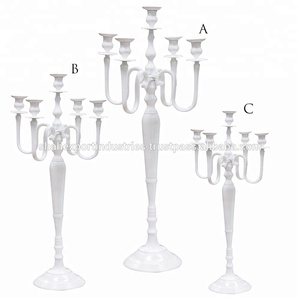 Ensemble de 3 chandeliers élégants et hauts en aluminium doré, faits à la main, de luxe, pour Noël, mariage, centre de table, décoration à 5 bras - Product Image 2