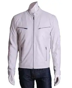 ODM кожаные куртки завод белый Байкерский стиль мужская куртка