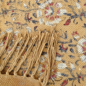 Wholesale Handmade <b>Large</b> Size Bohemian Yellow 5x8 Feet Dhurrie Rug Block Print Abstract Pattern Vegetable Dyed Cotton Floor <b>Mat</b> - Product Image 3