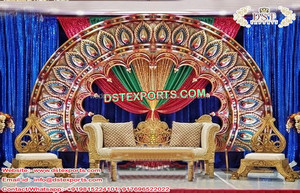 Cadre doré de scène de mariage musulman 6 pièces, arrière-plan pour photos de cérémonie de mariage indien, panneau superbe - Product Image 6