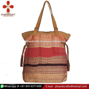 กระเป๋าช้อปปิ้ง Kantha แนววินเทจสำหรับผู้หญิงลายแถบ2017จากผู้ผลิต - Product Image 2