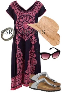 Vestido Corto Tipo Túnica para Mujer, Estilo Bohemio Sexy, Mandala, Color Rosa Brillante, Bordado Aari, Dobladillo con Flecos, Cuello Barco, Superventas - Product Image 5