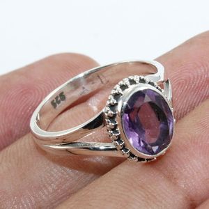 พราวพลอยอเมทิสต์925แหวนเงินแฮนด์เมดแฟชั่นผู้ค้าส่งเครื่องประดับเงิน - Product Image 1