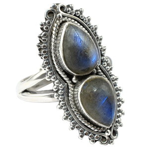 Lunette en forme de poire, bague en argent Sterling 925 Labradorite, vente en gros, bijoux en argent Sterling - Product Image 3
