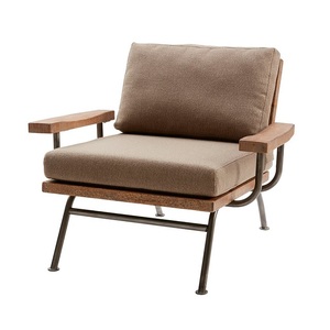 Silla Industrial moderna de hierro, madera y cuero - Product Image 1