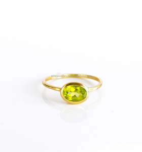 Peridot Quartz Gemstone 925 Sterling <b>Silver</b> vermeil gold <b>stacking</b> <b>ring</b> - Product Image 1