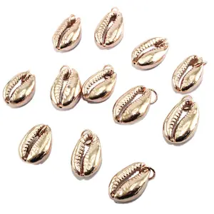 Wholesale Cowrie Shell Pendant Handmade Jewelry Small Sea Shell Rose Gold Plated Cowrie Shell Loose Beads For Jewelry