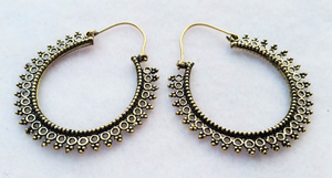 Spiral <b>Brass</b> Feather Earrings Handmade Tribal Earrings Feather <b>Jewellery</b> - Product Image 2