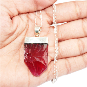 Délicat Fantaisie Forme Rouge Onyx 925 Collier En Argent Sterling Pierre Bijoux En Argent De Mode Bijoux En Argent - Product Image 4