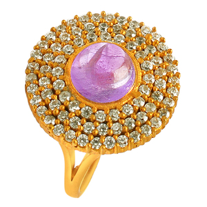 Natural Amethyst Jewelry <b>Cubic</b> Zircon Gemstone <b>Ring</b> Brass Wholesale <b>Rings</b> Round Shape Classic Style Fashion Earring for Women - Product Image 3