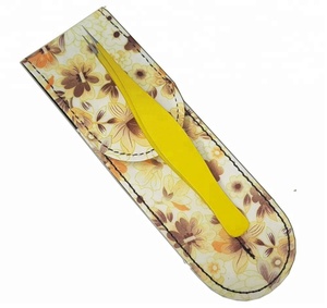 Pinces à sourcils à bout pointu jaunes, en acier inoxydable, avec étui, meilleure pince à épiler, pour sourcils, jaune, 1 pièce - Product Image 1