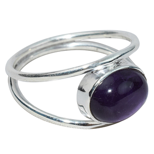 Ravissant bagues en argent Sterling 925 améthyste violette de forme ovale, vente en gros de bijoux en argent Sterling 925 - Product Image 1