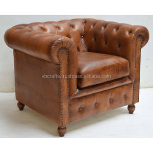 Canapé-lit Chesterfield en cuir véritable Living Room 2 Seat and 3 Seat Luxury Comfort Sofa Set - Product Image 3