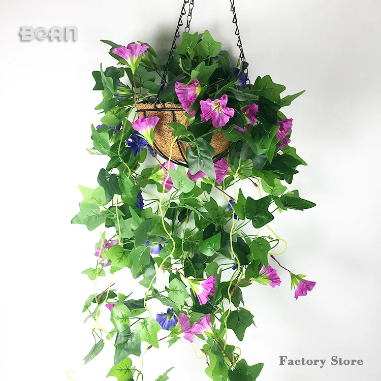 Real Touch Decoration Artificial Silk Morning Glory Flowers Hanging Flower