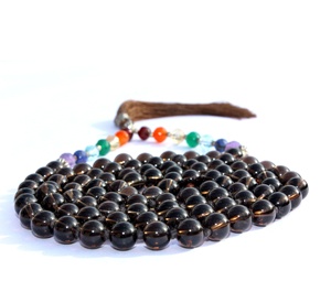 Prix de gros collier de perles 7 Chakra Mala Quartz fumé pierre de cristal de guérison spirituelle Piedras Naturales pour cadeau de fête - Product Image 1