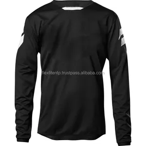 Custom Solid Black Color Customized With Your Logo Motocross Jersey With Sublimation Printing