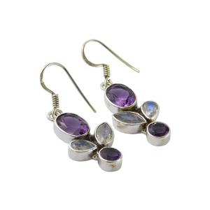 Ladies 925 <b>Sterling</b> <b>Silver</b> Fine Jewelry Multi Gemstone Amethyst <b>Earrings</b> For Wedding And Party Fashionable Jewelry For <b>Women</b> - Product Image 1