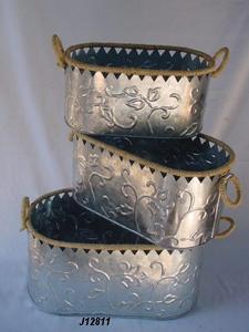 Ensemble de cinq pots de fleurs en tôle galvanisée de haute qualité pour la décoration de jardin et de maison pour les plantes - Product Image 6