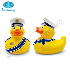Custom Business Promotion Gift Marine Uniform Yellow Rubber <b>Duck</b> with Life Jacket Unique Floating Bath Toy - Product Image 4