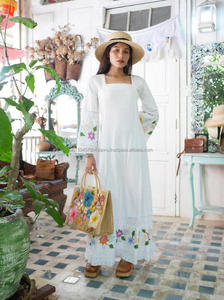 Mexican Wedding Trendy <b>Lace</b> Dress With Floral Embroidered Vintage 60's Pintac Fabric Bell Sleeves Luxury Resort Wear Maxi Dress - Product Image 5