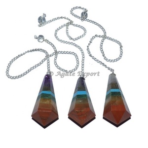 Vente en gros de cristaux de gemme naturelle personnalisée guérison 7 Chakra pendule pierres collées 7 Chakra pendule - Product Image 1