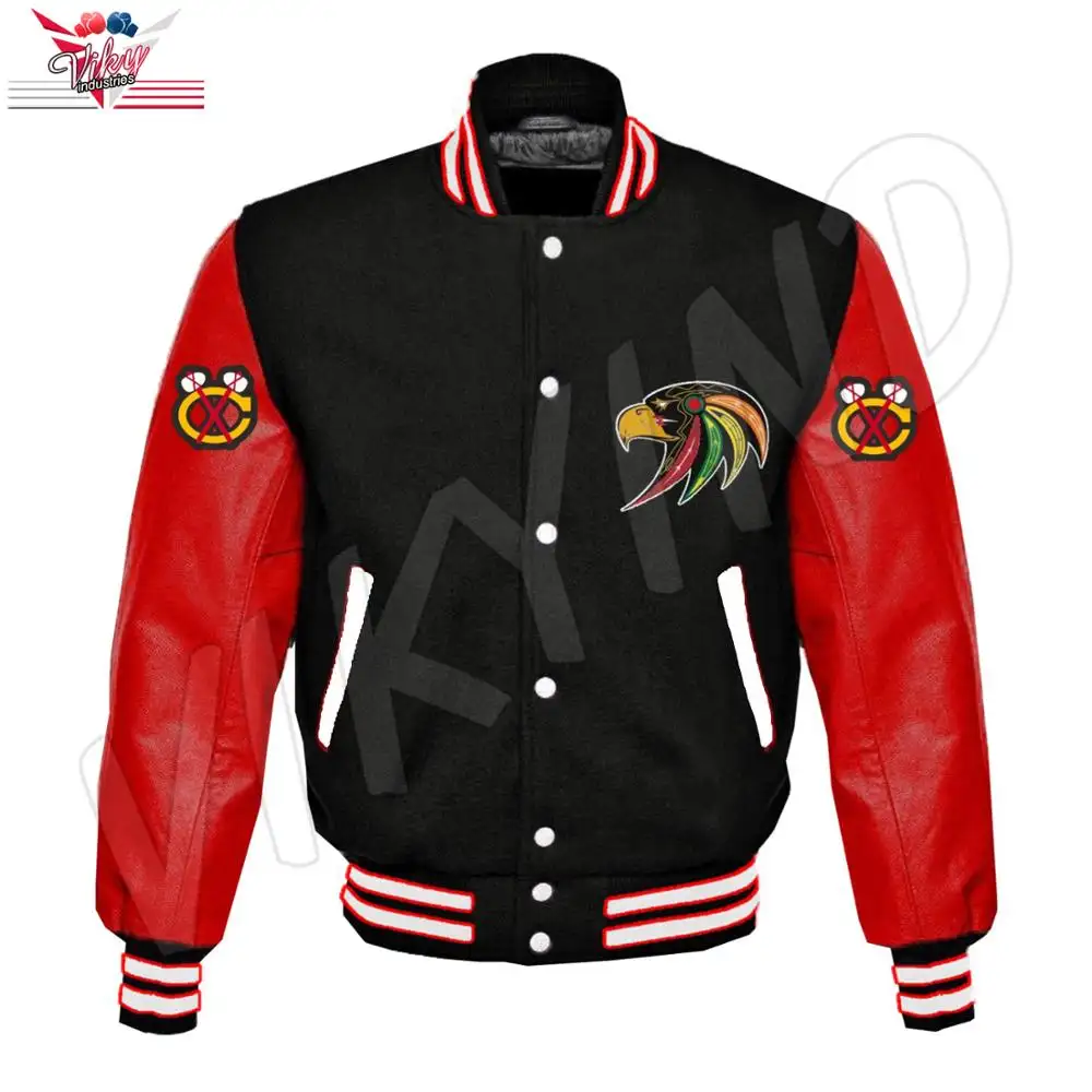 Áo Khoác Đa Dạng Áo Khoác Cao Cấp Màu Đen Tùy Chỉnh Hawks BRWF VARSITY Bán Sỉ Bomber Letterman Áo Khoác Đại Học Varsity Màu Vàng